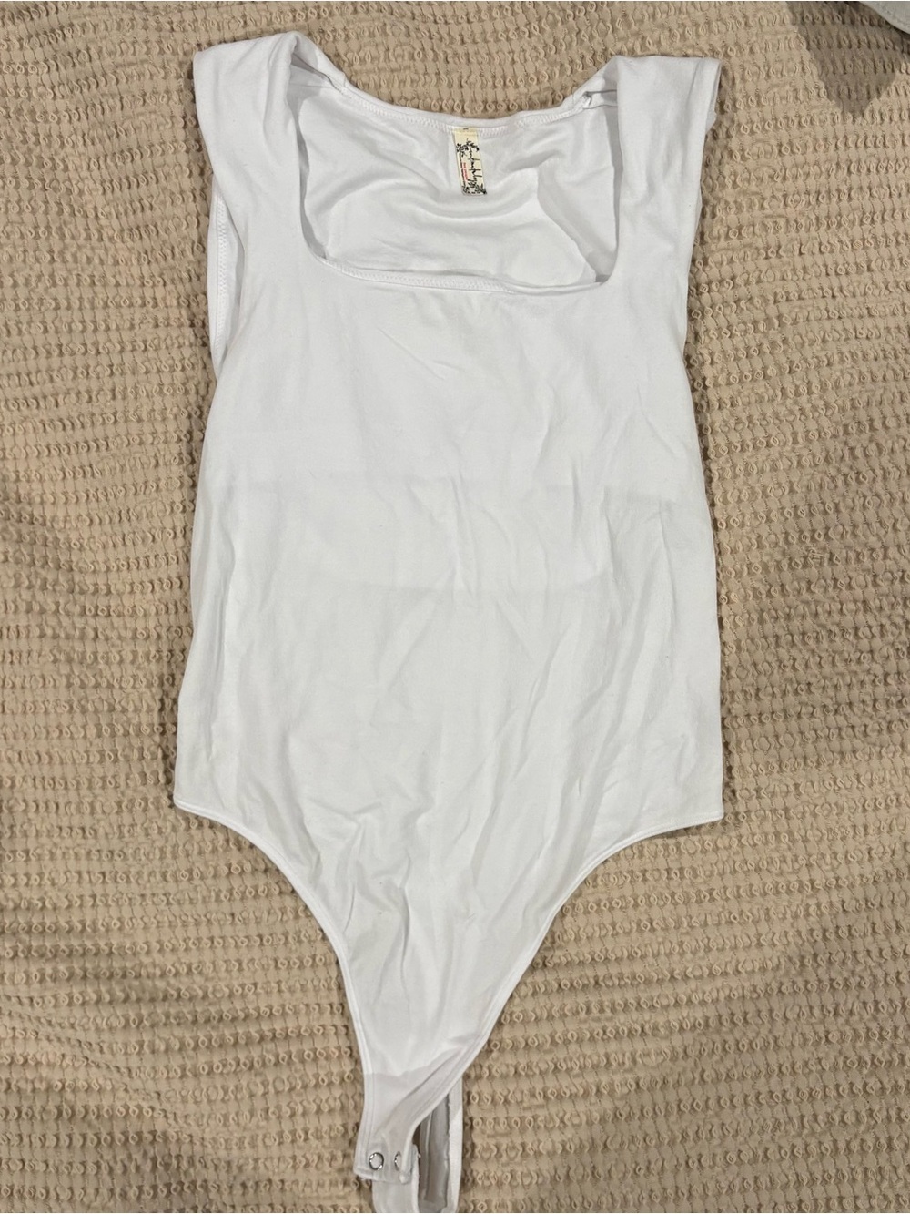 Free People White Square Neck Sleeveless Bodysuit